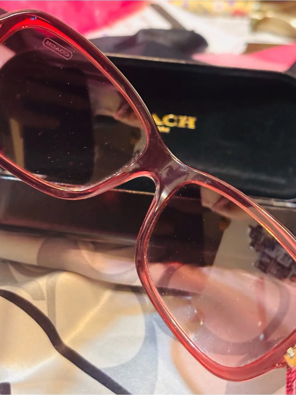 Coach Ciara Burgundy Sunglasses with the Beautiful Classic Daisies